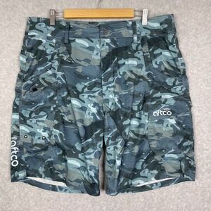 AFTCO Shorts Mens 38 Blue Camo Cargo Fishing